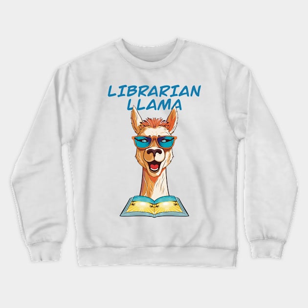 Librarian Llama, Summer Llama, Llama Reading Book Crewneck Sweatshirt by micho2591